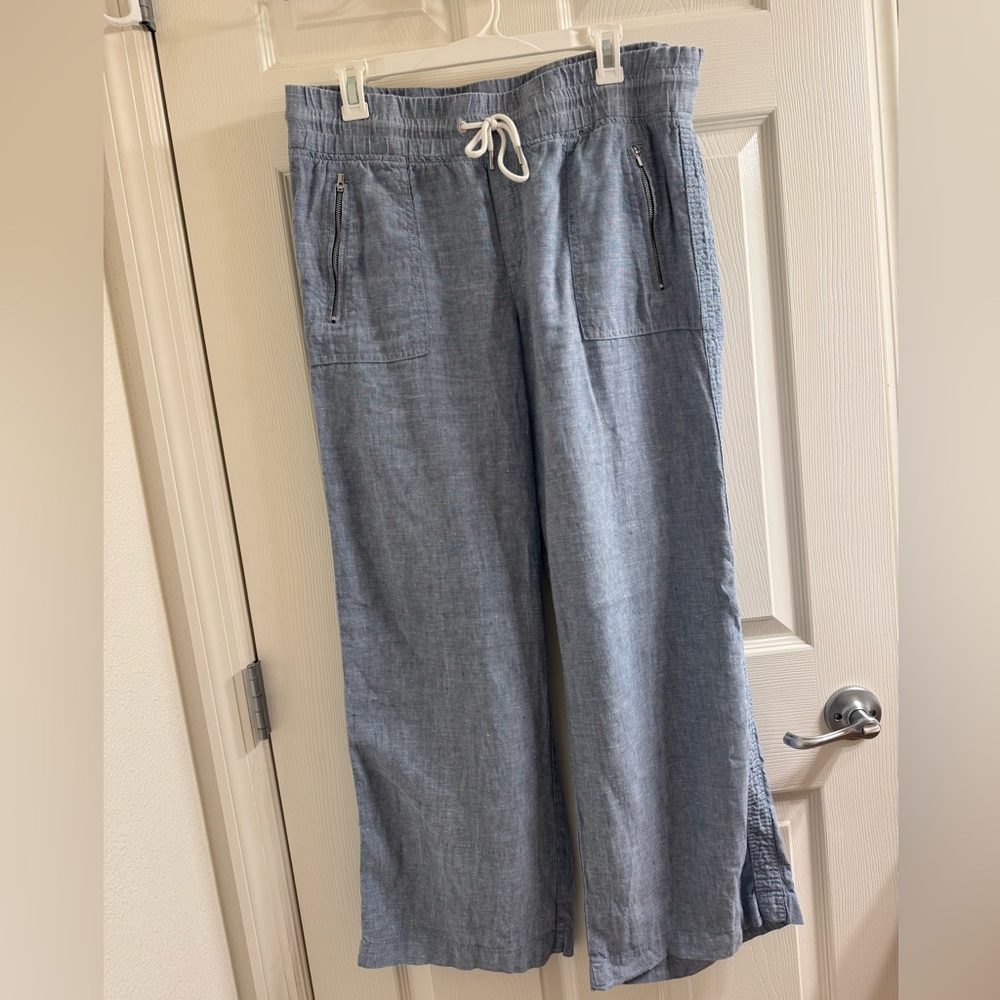 Athleta Cabo Linen Wide Leg Pant size 12T.  EUC